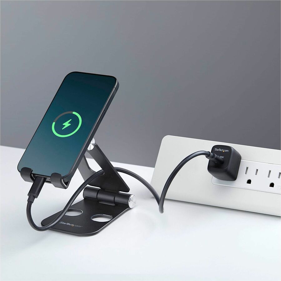 Alternate-Image5 Image for StarTech 30W USB-C Wall Charger, Portable GaN Charger with USB Power Delivery Fast Charging, GaN 5V/9V/15/20V, USB-C Charger, Black
