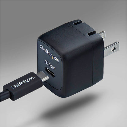 Alternate-Image4 Image for StarTech 30W USB-C Wall Charger, Portable GaN Charger with USB Power Delivery Fast Charging, GaN 5V/9V/15/20V, USB-C Charger, Black