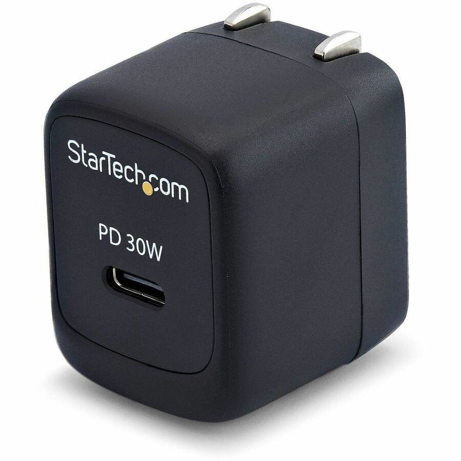 Alternate-Image8 Image for StarTech 30W USB-C Wall Charger, Portable GaN Charger with USB Power Delivery Fast Charging, GaN 5V/9V/15/20V, USB-C Charger, Black