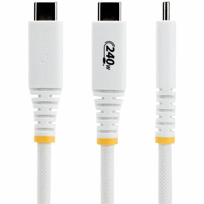 Alternate-Image1 Image for StarTech 10ft (3m) USB-C Charging Cable, 240W PD EPR, Durable and Ultra-Flexible, USB-IF Certified, Rugged USB-C Charging Cord, White