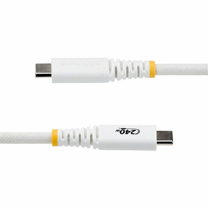 Alternate-Image2 Image for StarTech 3ft (91cm) USB-C Charging Cable, 240W PD EPR, Durable and Ultra-Flexible, USB-IF Certified, Rugged USB-C Charging Cord, White
