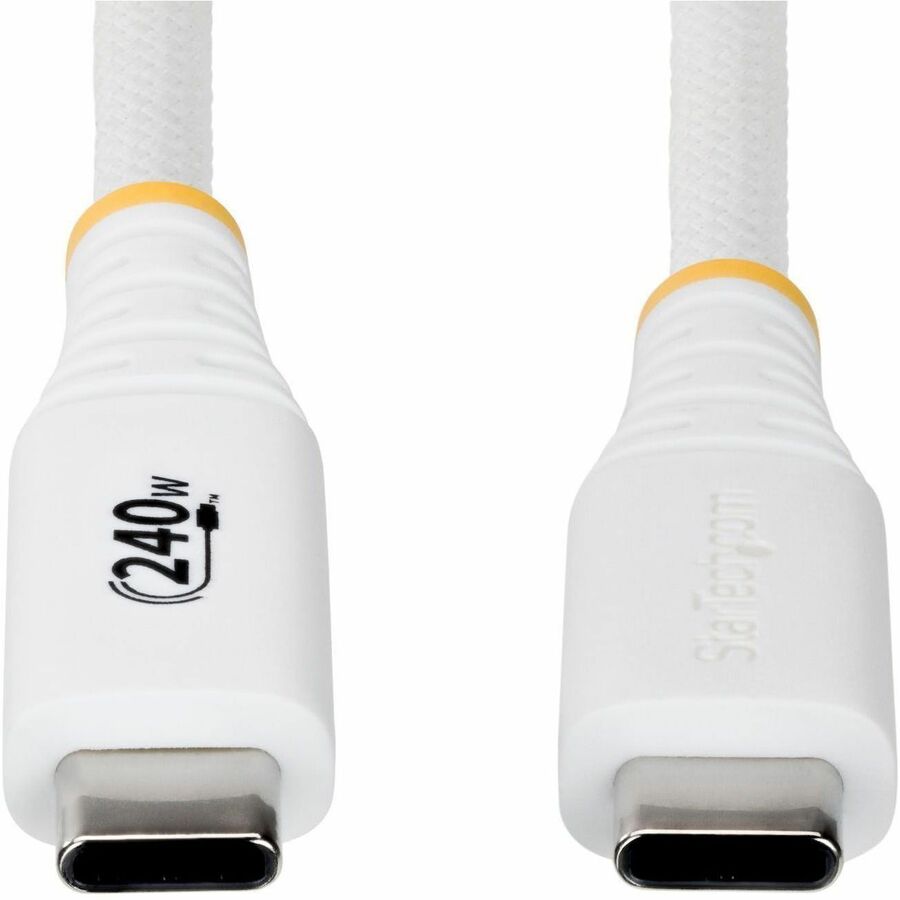 Alternate-Image3 Image for StarTech 3ft (91cm) USB-C Charging Cable, 240W PD EPR, Durable and Ultra-Flexible, USB-IF Certified, Rugged USB-C Charging Cord, White