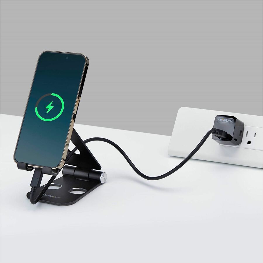 Alternate-Image6 Image for StarTech 12W One-Port USB-A Wall Charger, 1x USB-A, iPhone Pro/17/16, iPad, Samsung Galaxy, Portable USB Charger, Black