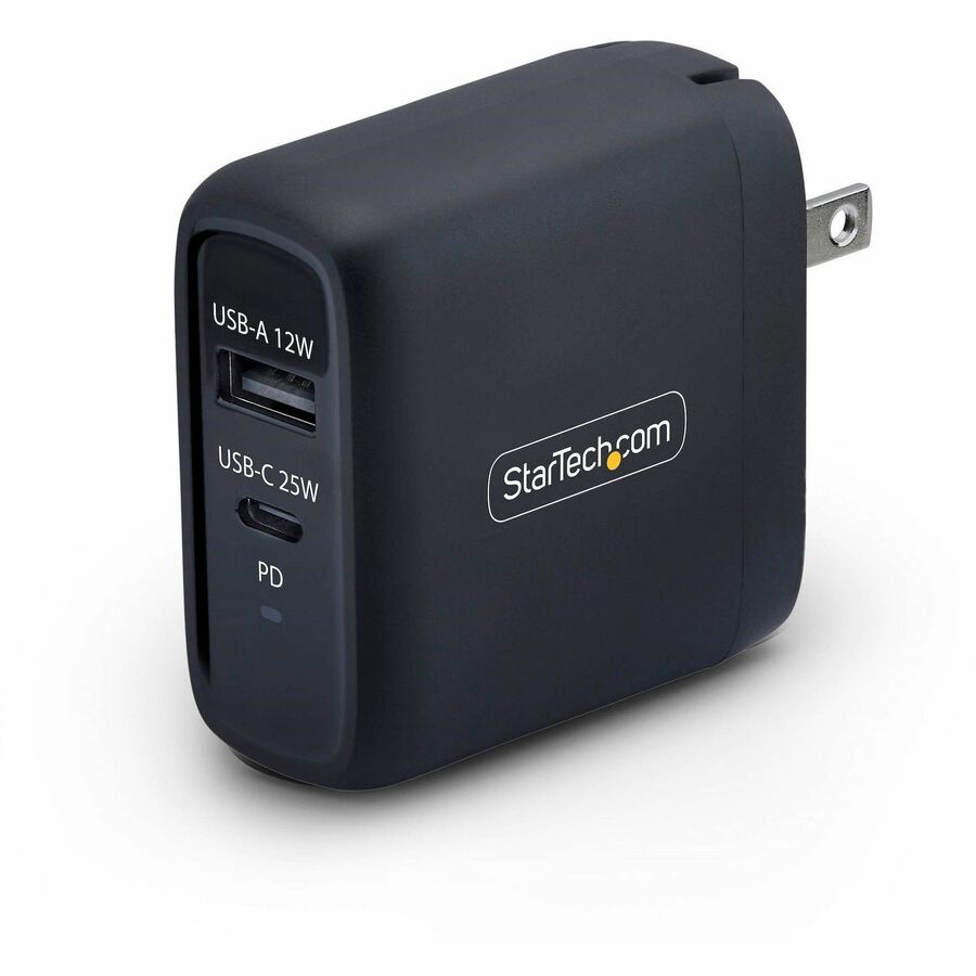 Alternate-Image7 Image for StarTech 37W USB-C & USB-A Wall Charger, Portable Charger with USB Power Delivery Fast Charging, 25W USB-C PD / 12W USB-A Output