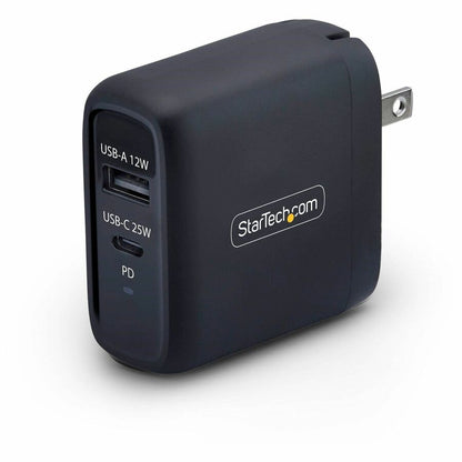 Alternate-Image7 Image for StarTech 37W USB-C & USB-A Wall Charger, Portable Charger with USB Power Delivery Fast Charging, 25W USB-C PD / 12W USB-A Output