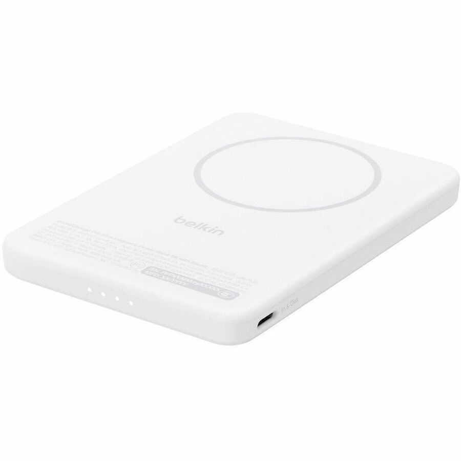 Alternate-Image2 Image for Belkin BoostCharge Slim Magnetic Power Bank 5K with Qi2, White, Kickstand