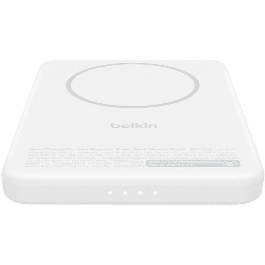 Alternate-Image3 Image for Belkin BoostCharge Slim Magnetic Power Bank 5K with Qi2, White, Kickstand