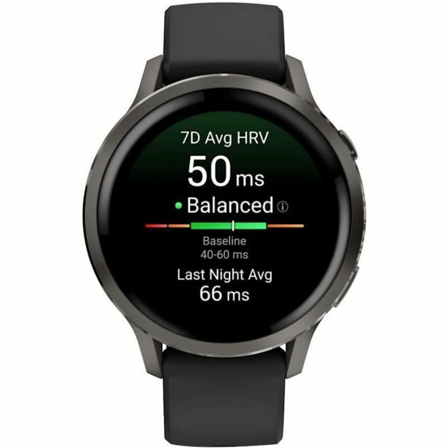 Front Image for Garmin Venu 4 - 41 mm Slate with Black Silicone Band