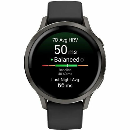 Front Image for Garmin Venu 4 - 41 mm Slate with Black Silicone Band