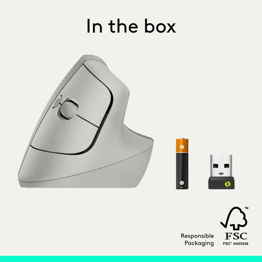 Alternate-Image7 Image for Logitech Lift Vertical Ergonomic Mouse, Wireless, Bluetooth or Logi Bolt USB receiver, Quiet clicks, 6 buttons, Sand