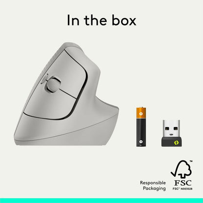 Alternate-Image7 Image for Logitech Lift Vertical Ergonomic Mouse, Wireless, Bluetooth or Logi Bolt USB receiver, Quiet clicks, 6 buttons, Sand