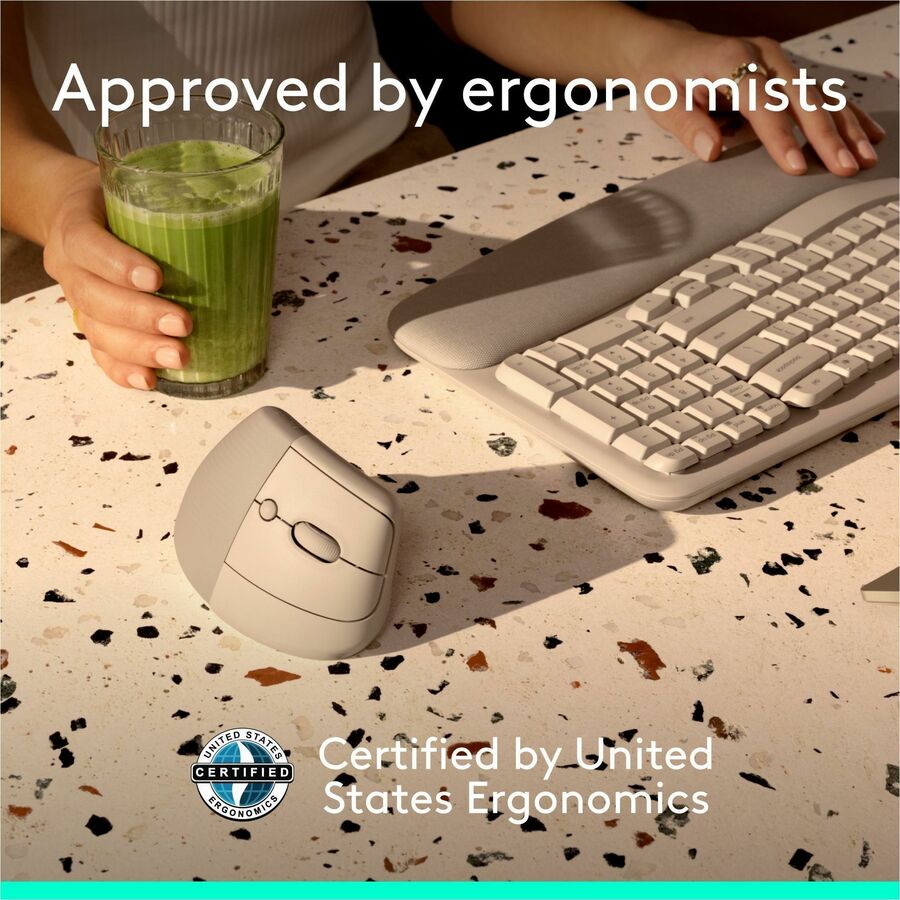 Alternate-Image10 Image for Logitech Lift Vertical Ergonomic Mouse, Wireless, Bluetooth or Logi Bolt USB receiver, Quiet clicks, 6 buttons, Sand