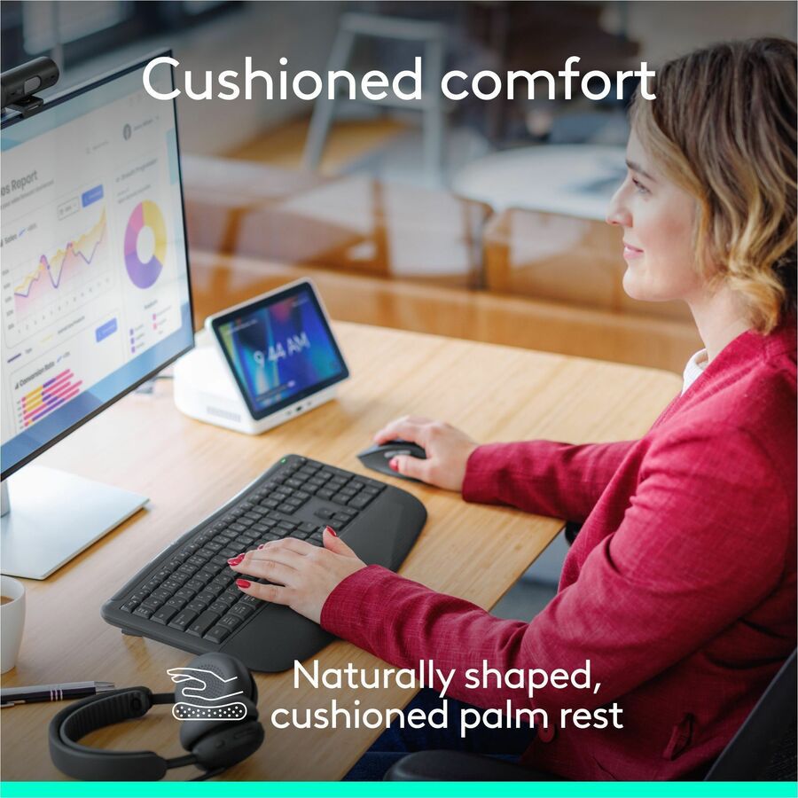 Alternate-Image4 Image for Logitech Signature Comfort Plus Combo MK880 for Business, Full-Size Wireless Keyboard and Mouse with Palm Rest, Silent Clicks, Secure Receiver, Bluetooth, Windows/macOS