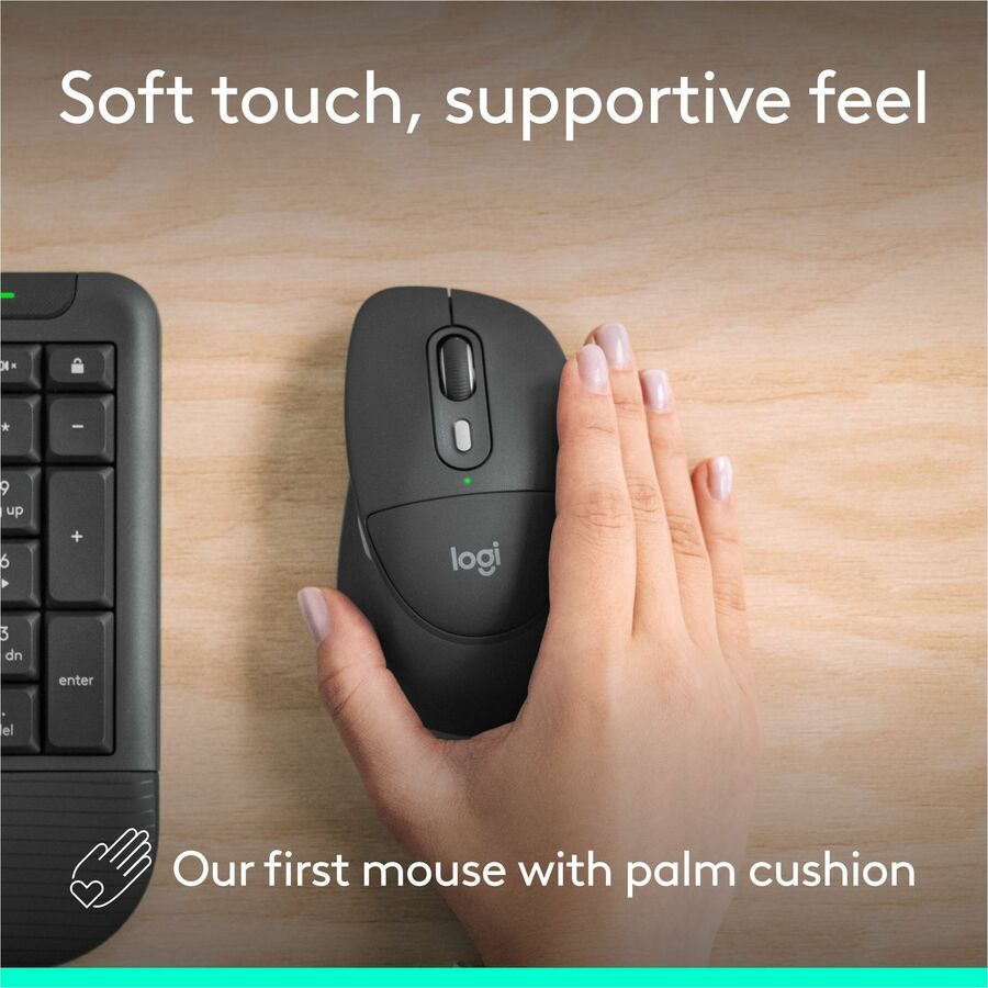 Alternate-Image7 Image for Logitech Signature Comfort Plus Combo MK880 for Business, Full-Size Wireless Keyboard and Mouse with Palm Rest, Silent Clicks, Secure Receiver, Bluetooth, Windows/macOS