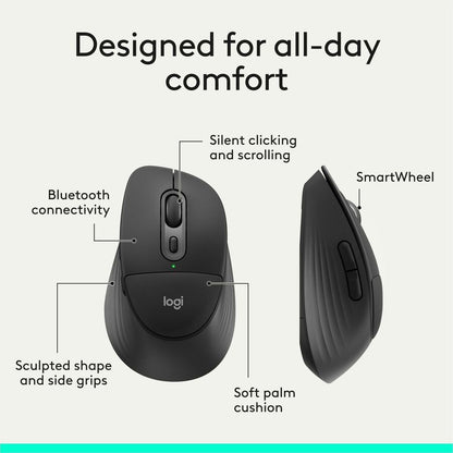 Alternate-Image6 Image for Logitech Signature Comfort Plus Combo MK880 Wireless Keyboard and Mouse Combo, Full-Size Comfort Keyboard with Palm Rest, Black