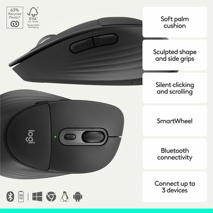 Alternate-Image2 Image for Logitech Signature Comfort Plus Combo MK880 Wireless Keyboard and Mouse Combo, Full-Size Comfort Keyboard with Palm Rest, Black