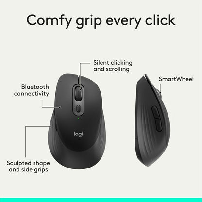 Alternate-Image5 Image for Logitech Signature Comfort M840 L Wireless Mouse, Bluetooth Mouse with Silent Clicks, SmartWheel, Customizable Buttons, Black