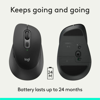 Alternate-Image10 Image for Logitech Signature Comfort M840 L Wireless Mouse, Bluetooth Mouse with Silent Clicks, SmartWheel, Customizable Buttons, Black