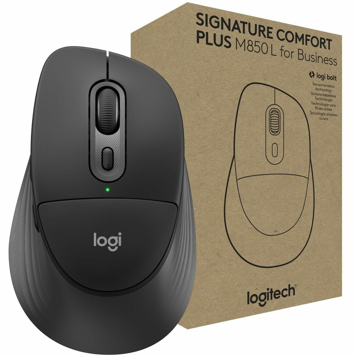 Main Image for Logitech Signature Comfort Plus M850 L for Business, Wireless Mouse, Sculpted Design with Palm Cushion, Silent Clicks, Secure Receiver/Bluetooth, Windows/Mac/ChromeOS/Linux/iPadOS