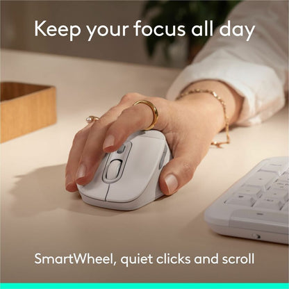 Alternate-Image4 Image for Logitech Signature Comfort Plus M850 L Wireless Mouse, Bluetooth Mouse with Palm Cushion, Silent Clicks, Off-white