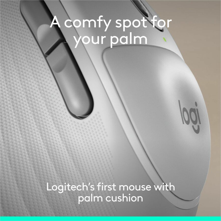 Alternate-Image2 Image for Logitech Signature Comfort Plus M850 L Wireless Mouse, Bluetooth Mouse with Palm Cushion, Silent Clicks, Off-white