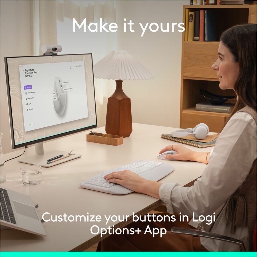 Alternate-Image5 Image for Logitech Signature Comfort Plus M850 L Wireless Mouse, Bluetooth Mouse with Palm Cushion, Silent Clicks, Off-white