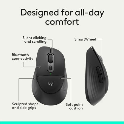 Alternate-Image3 Image for Logitech Signature Comfort Plus M850 L Wireless Mouse, Bluetooth Mouse with Palm Cushion, Silent Clicks, Black