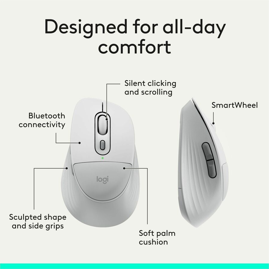 Alternate-Image6 Image for Logitech Signature Comfort Plus Combo MK880 Wireless Keyboard and Mouse Combo, Full-Size Comfort Keyboard with Palm Rest, Off-white