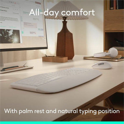 Alternate-Image3 Image for Logitech Signature Comfort Plus Combo MK880 Wireless Keyboard and Mouse Combo, Full-Size Comfort Keyboard with Palm Rest, Off-white