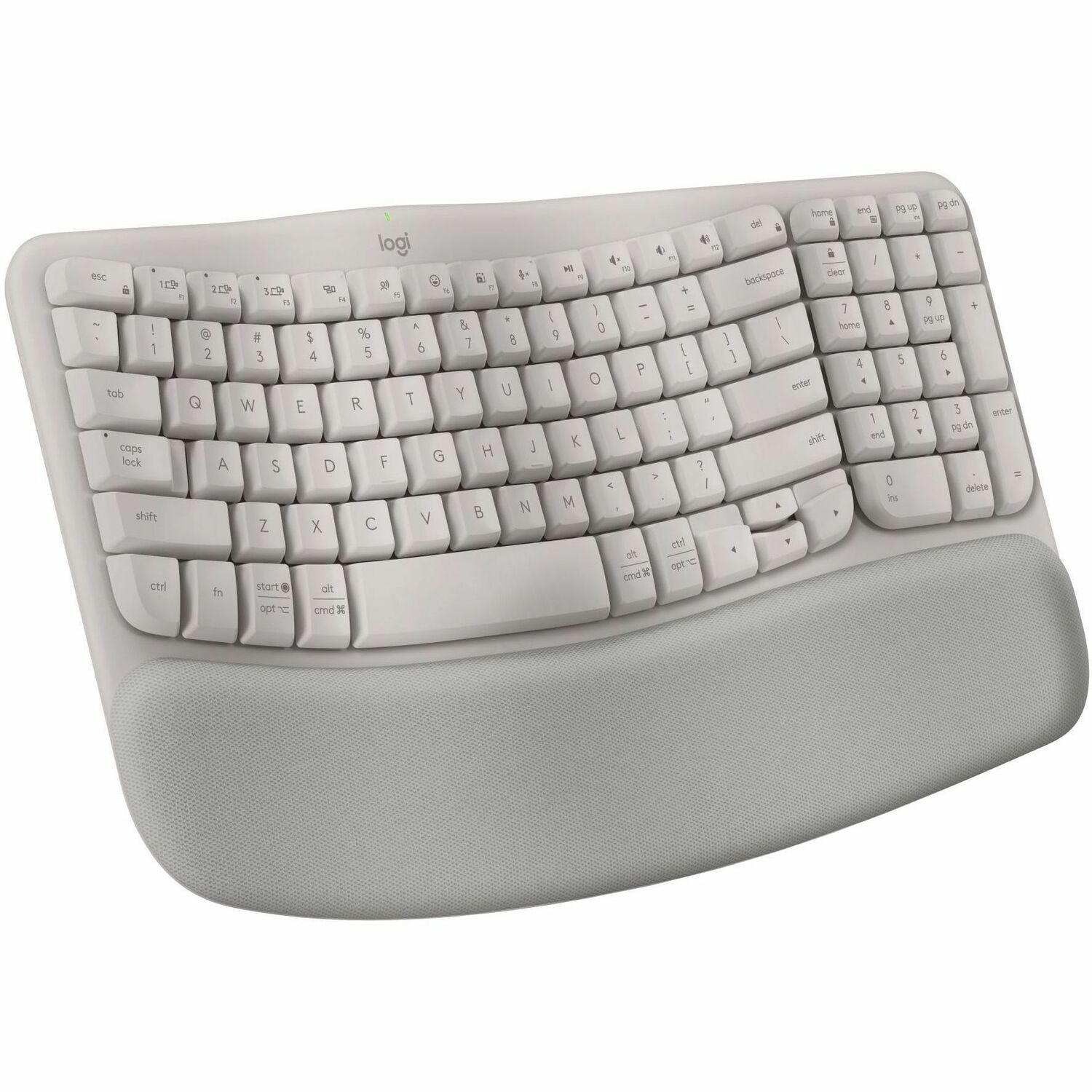 Main Image for Logitech Wave Keys Wireless Ergonomic Keyboard with Cushioned Palm Rest, Comfortable Natural Typing, Easy-Switch, Bluetooth, Sand