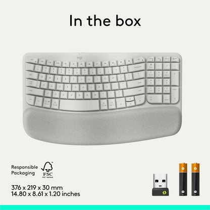 Alternate-Image9 Image for Logitech Wave Keys Wireless Ergonomic Keyboard with Cushioned Palm Rest, Comfortable Natural Typing, Easy-Switch, Bluetooth, Sand