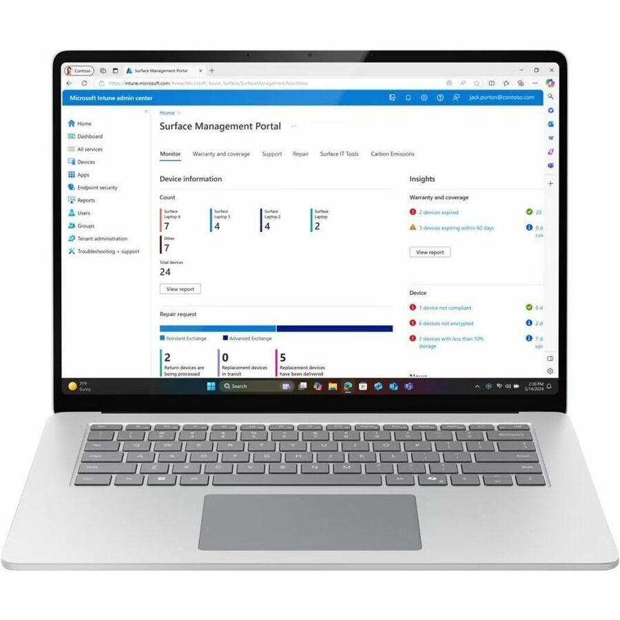 Front Image for Microsoft Surface Laptop 15" Notebook - Intel Core Ultra X7 - 16 GB - 256 GB SSD - Platinum