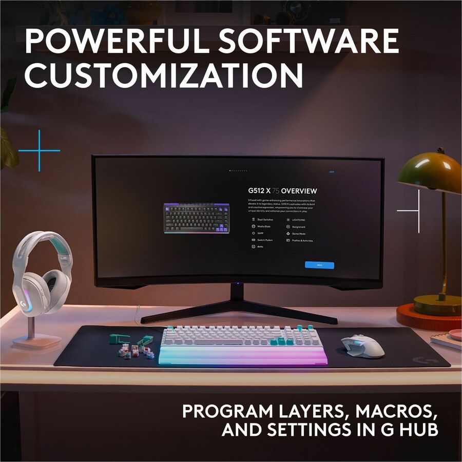 Alternate-Image8 Image for Logitech G512 X 98 DUAL SWAP, Hot-Swappable TMR Analog / Mechanical Gaming Keyboard, 8K Polling Rate, Custom Actuation 0.1 - 4.0 mm, RAPID TRIGGER, LIGHTSYNC RGB, Wired, PC, Mac, White Linear