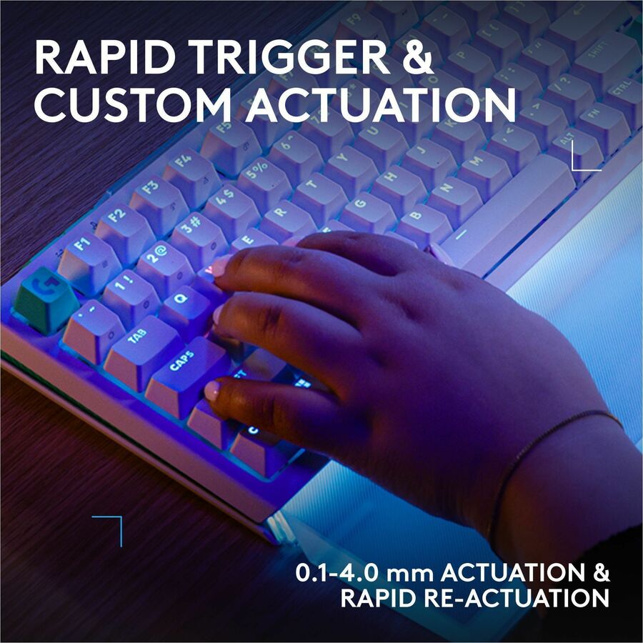 Alternate-Image3 Image for Logitech G512 X 98 DUAL SWAP, Hot-Swappable TMR Analog / Mechanical Gaming Keyboard, 8K Polling Rate, Custom Actuation 0.1 - 4.0 mm, RAPID TRIGGER, LIGHTSYNC RGB, Wired, PC, Mac, White Linear