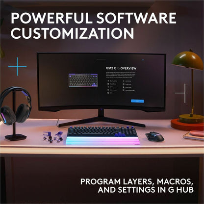 Alternate-Image8 Image for Logitech G512 X 98 DUAL SWAP, Hot-Swappable TMR Analog / Mechanical Gaming Keyboard, 8K Polling Rate, Custom Actuation 0.1 - 4.0 mm, RAPID TRIGGER, LIGHTSYNC RGB, Wired, PC, Mac, Black Linear