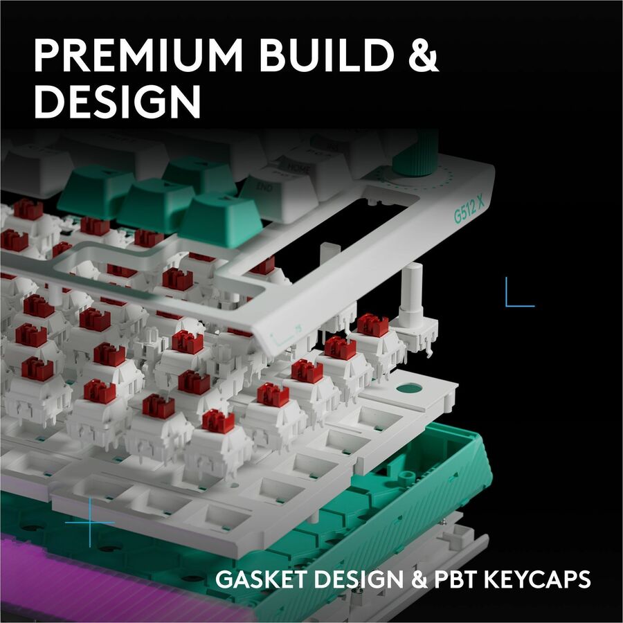 Alternate-Image9 Image for Logitech G512 X 75 DUAL SWAP, Hot-Swappable TMR Analog / Mechanical Gaming Keyboard, 8K Polling Rate, Custom Actuation 0.1 - 4.0 mm, RAPID TRIGGER, LIGHTSYNC RGB, Wired, PC, Mac, White Tactile