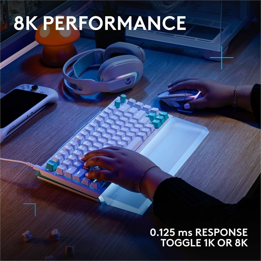 Alternate-Image5 Image for Logitech G512 X 75 DUAL SWAP, Hot-Swappable TMR Analog / Mechanical Gaming Keyboard, 8K Polling Rate, Custom Actuation 0.1 - 4.0 mm, RAPID TRIGGER, LIGHTSYNC RGB, Wired, PC, Mac, White Tactile