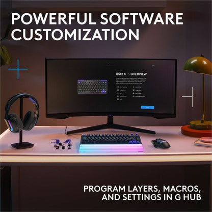 Alternate-Image8 Image for Logitech G512 X 75 DUAL SWAP, Hot-Swappable TMR Analog / Mechanical Gaming Keyboard, 8K Polling Rate, Custom Actuation 0.1 - 4.0 mm, RAPID TRIGGER, LIGHTSYNC RGB, Wired, PC, Mac, Black Tactile