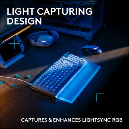 Alternate-Image1 Image for Logitech G G512 X PALM REST 98, LIGHTSYNC RGB Lightbar-Amplifying Acrylic Palm Rest, Laser Etched, Premium Support for G512 X 98 Gaming Keyboard