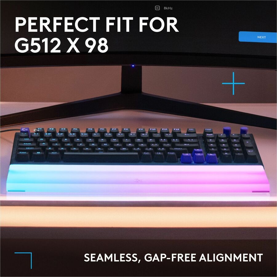 Alternate-Image5 Image for Logitech G G512 X PALM REST 98, LIGHTSYNC RGB Lightbar-Amplifying Acrylic Palm Rest, Laser Etched, Premium Support for G512 X 98 Gaming Keyboard