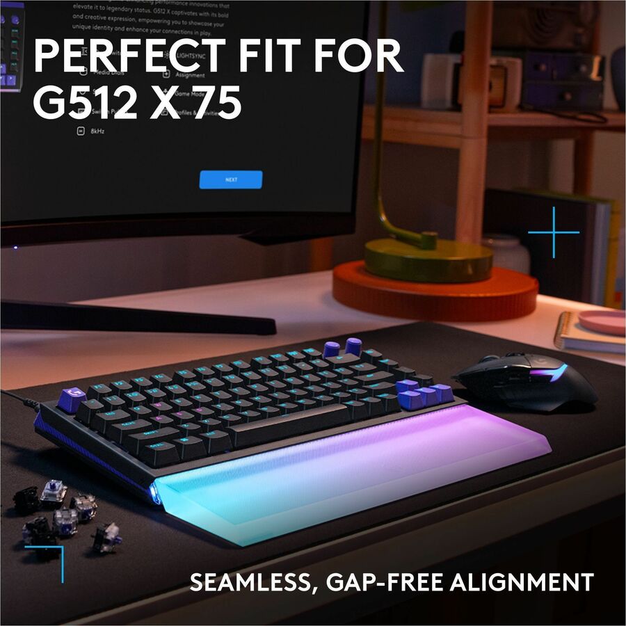Alternate-Image5 Image for Logitech G G512 X PALM REST 75, LIGHTSYNC RGB Lightbar-Amplifying Acrylic Palm Rest, Laser Etched, Premium Support for G512 X 75 Gaming Keyboard