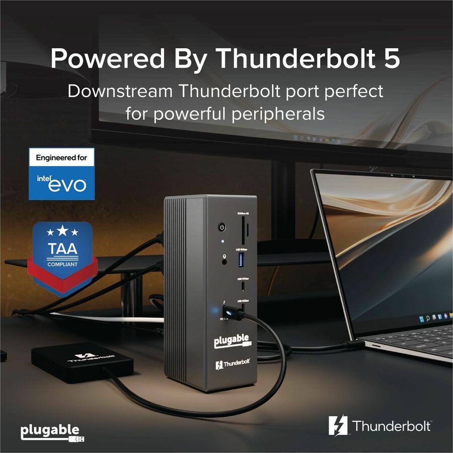 Alternate-Image4 Image for Plugable Thunderbolt 5 Dock: 16-in-1, Dual HDMI 2.1 Up to 8K 60Hz / 4K 144Hz, 140W Laptop Charging, 2.5GbE, Fanless