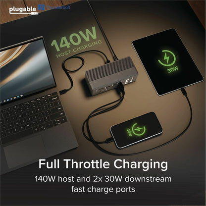 Alternate-Image5 Image for Plugable Thunderbolt 5 Dock: 16-in-1, Dual HDMI 2.1 Up to 8K 60Hz / 4K 144Hz, 140W Laptop Charging, 2.5GbE, Fanless