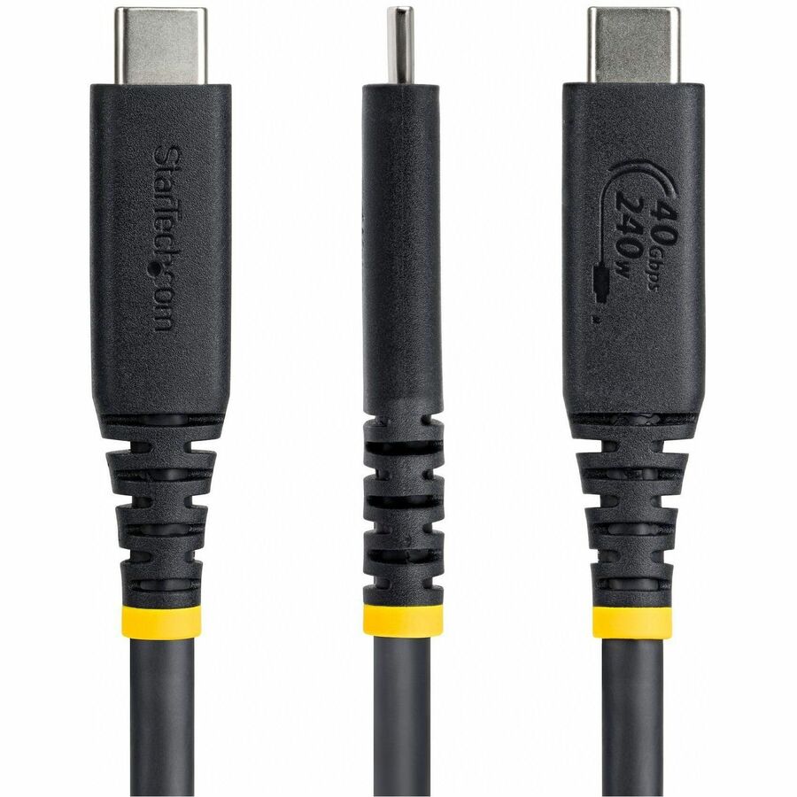 Alternate-Image1 Image for StarTech 3ft (91cm) USB4 Cable, 40Gbps, USB-IF Certified USB-C Cable, 240W, 8K 60Hz/4K 240Hz DP2.1, Thunderbolt 4 Compatible, Black