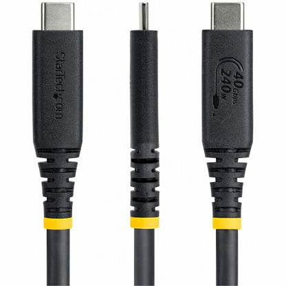 Alternate-Image1 Image for StarTech 3ft (91cm) USB4 Cable, 40Gbps, USB-IF Certified USB-C Cable, 240W, 8K 60Hz/4K 240Hz DP2.1, Thunderbolt 4 Compatible, Black