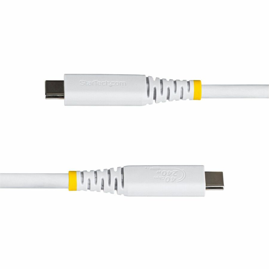Alternate-Image2 Image for StarTech 3ft (91cm) USB4 Cable, 40Gbps, USB-IF Certified USB-C Cable, 240W, 8K 60Hz/4K 240Hz DP2.1, Thunderbolt 4 Compatible, White