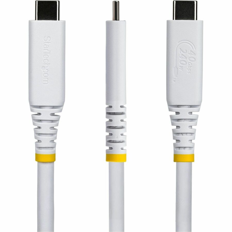 Alternate-Image1 Image for StarTech 3ft (91cm) USB4 Cable, 40Gbps, USB-IF Certified USB-C Cable, 240W, 8K 60Hz/4K 240Hz DP2.1, Thunderbolt 4 Compatible, White