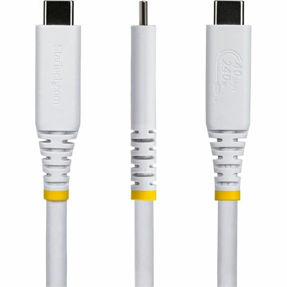 Alternate-Image1 Image for StarTech 3ft (91cm) USB4 Cable, 40Gbps, USB-IF Certified USB-C Cable, 240W, 8K 60Hz/4K 240Hz DP2.1, Thunderbolt 4 Compatible, White