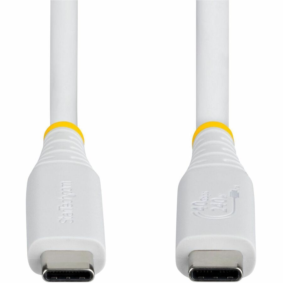 Alternate-Image3 Image for StarTech 3ft (91cm) USB4 Cable, 40Gbps, USB-IF Certified USB-C Cable, 240W, 8K 60Hz/4K 240Hz DP2.1, Thunderbolt 4 Compatible, White