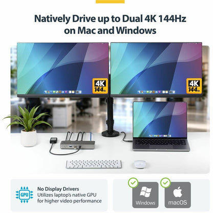 Alternate-Image4 Image for StarTech USB4 Docking Station, Driverless Dual 4K for macOS and Windows, Universal USB-C Dock with 100W Laptop Charging and 2.5GbE